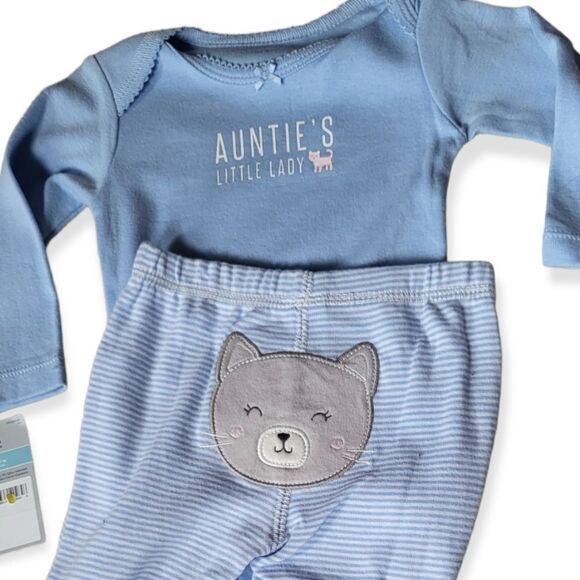 NWT Carter's Auntie's Little Lady Bodysuit and Pants Set with Kittens - Picture 3 of 3